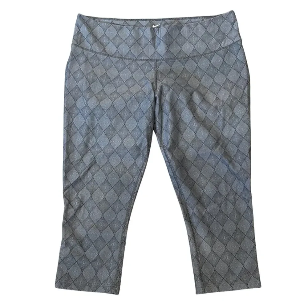 Nike Women's Dri-FIT Poly Print Capri Tights Gray Size XL